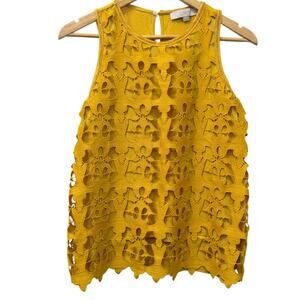 Loft woman's short sleeve top in mustard yellow size s/p